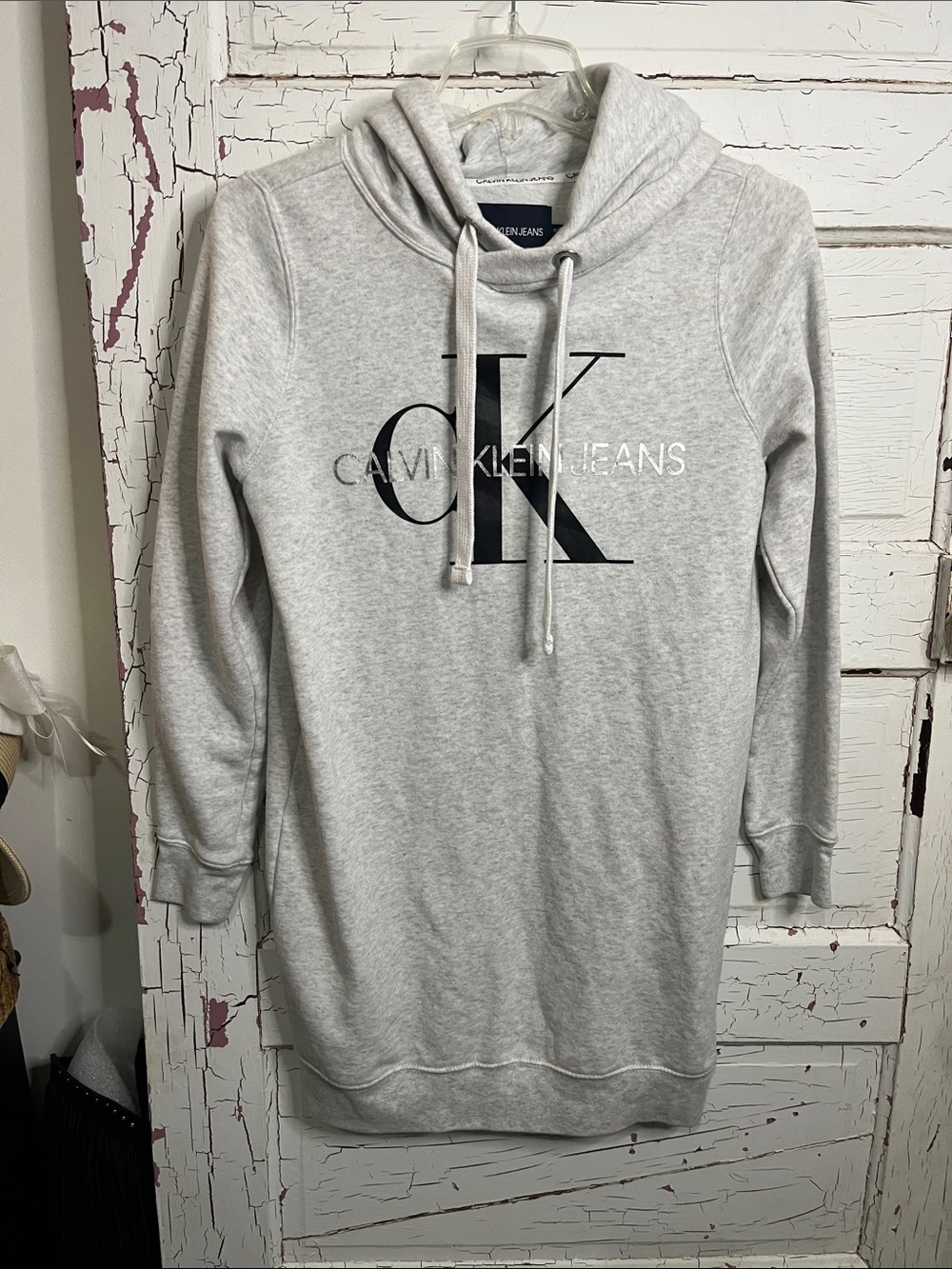 Calvin Klein Jeans Light Gray CK Logo Crewneck Hoodie / Hoodie Dress XS